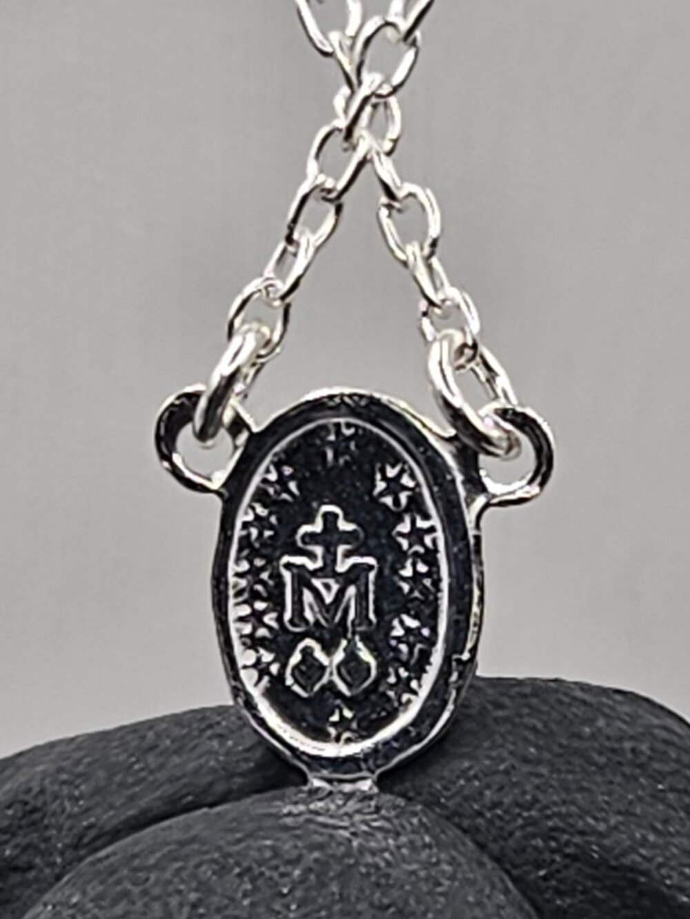 .925 Sterling Silver Italian Rosary Necklace 24in - Picture 4 of 4